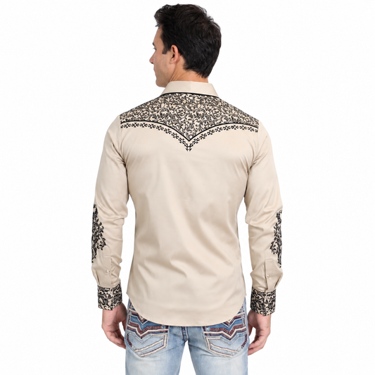 Platini Camisa Estilo Vaquero Para Hombre
