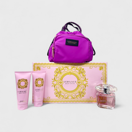 Versace Bright Crystal Set De 4 Pz Con Bolso Para Mujer Mujer
