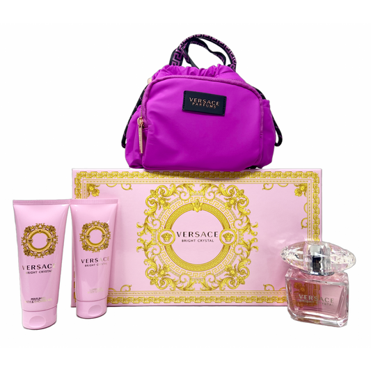 Sohrelia Perfumeria_Versace Bright Crystal Set De 4 Pz Con Bolso Para Mujer Mujer