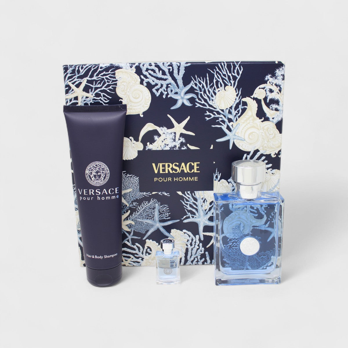 VERSACE VERSACE POUR HOMME (EDT 100ML+EDT 5ML+SG 150 ML) 3 PC SET CABA