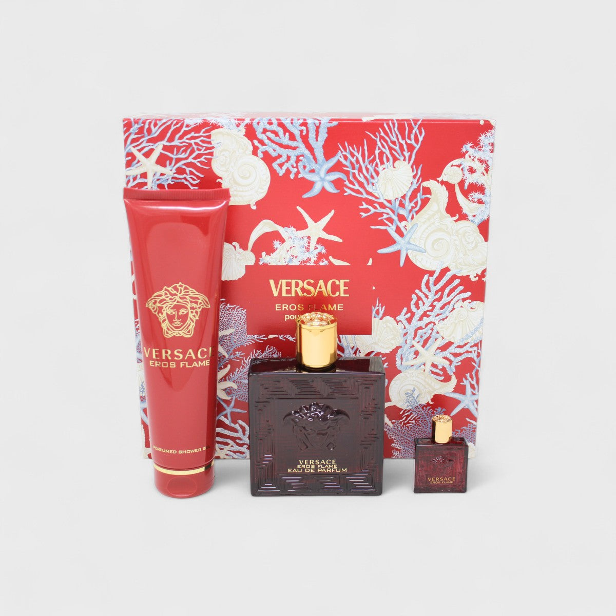VERSACE EROS FLAME (EDP 100ML+EDP 5ML+SG 150ML) 3 PC SET CABA
