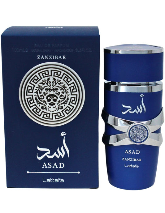 Sohrelia Perfumeria_Lattafa Asad Zanzibar Eau de Parfum Spray for Unisex, 3.4 Ounce 100 mL