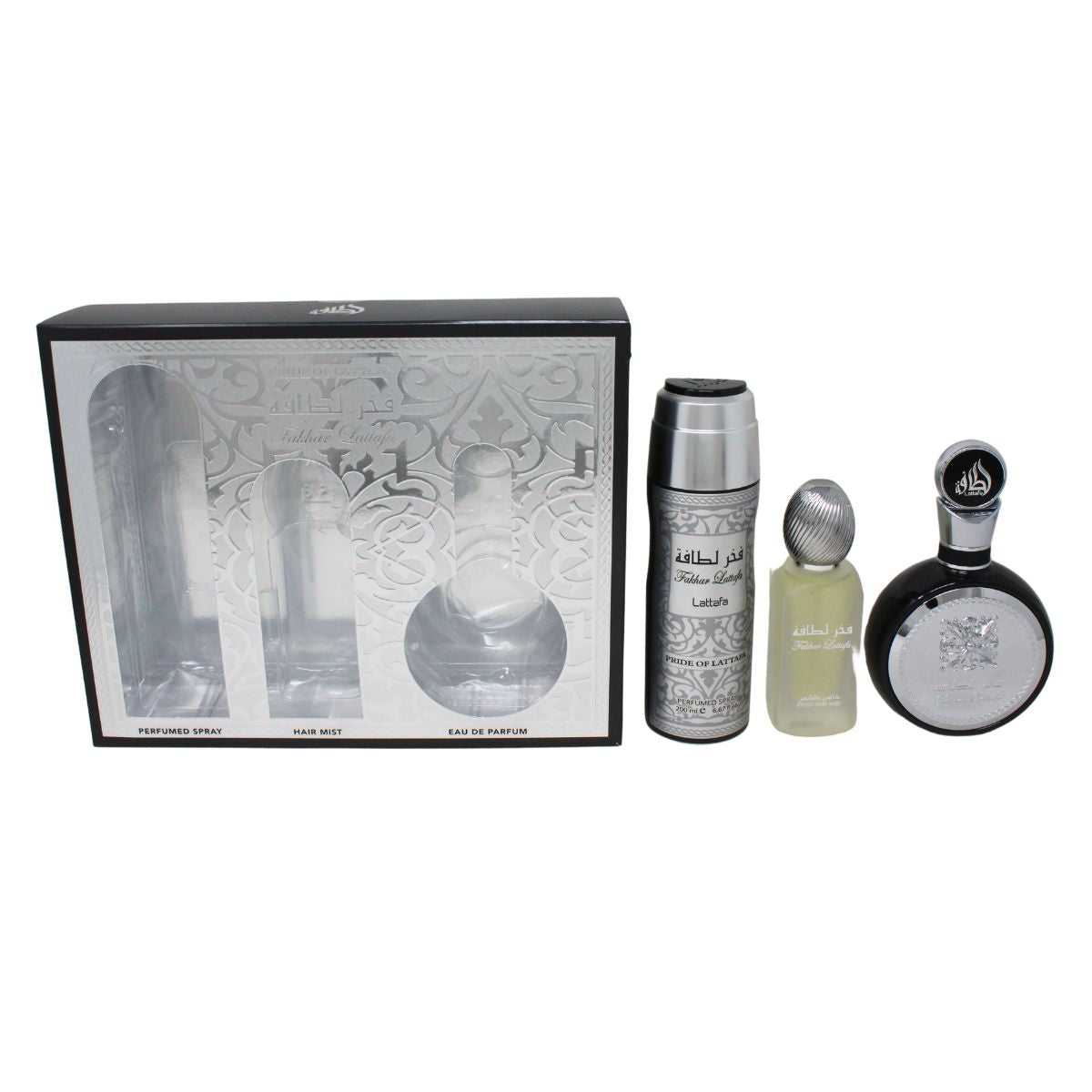 Sohrelia Perfumeria_Lattafa Fakhar Set De 3 Pz Con Body Mist Para Hombre