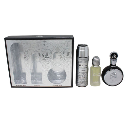 Sohrelia Perfumeria_Lattafa Fakhar Set De 3 Pz Con Body Mist Para Hombre