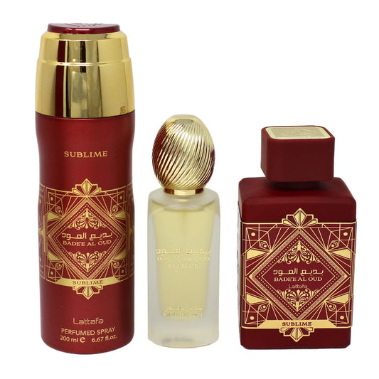 Sohrelia Perfumeria_Lattafa adee Al Oud Sublime - Set unisex de 3 piezas