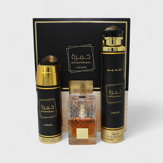 Lattafa Khamrah Set De 3 Pz Con Body Mist Unisex