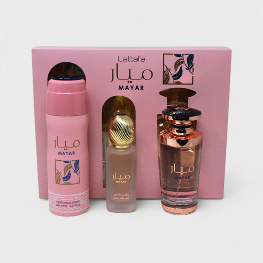 Lattafa Mayar Set De 3 Pz Con Body Mist Para Mujer