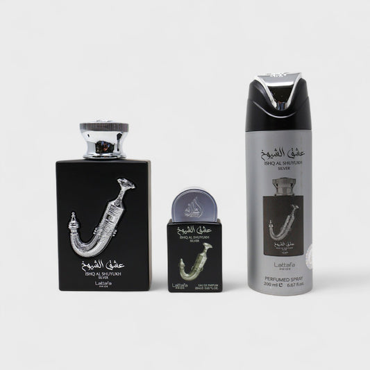 Lattafa Ishq Al Shuyukh Silver 3 Pz Unisex