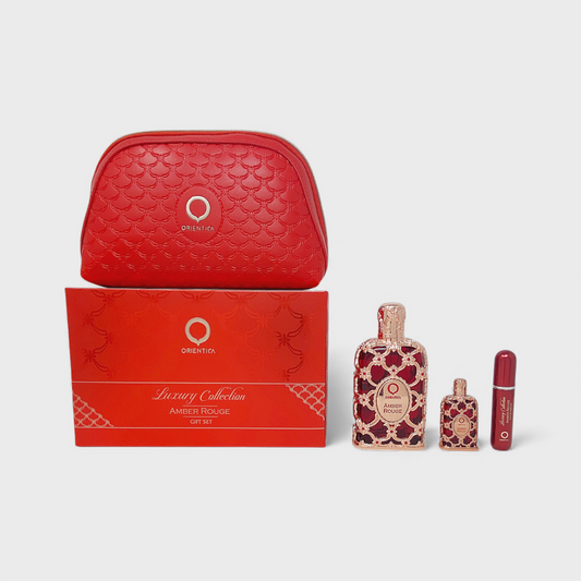 Orientica Amber Rouge Set De 4 Pz Con Mini Y Bolso Unisex