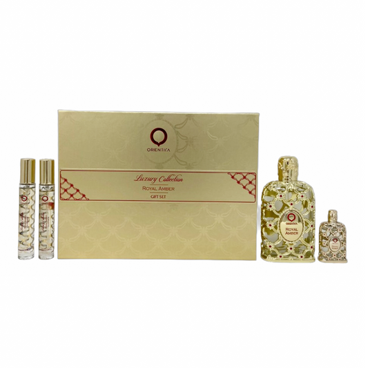 Sohrelia Perfumeria_Orientica Royal Amber Set De 4 Pz Con Miniaturas Unisex
