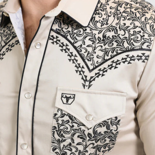 Platini Camisa Estilo Vaquero Para Hombre