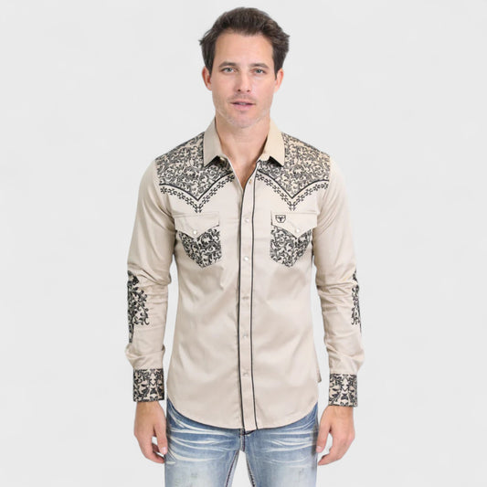 Platini Camisa Estilo Vaquero Para Hombre