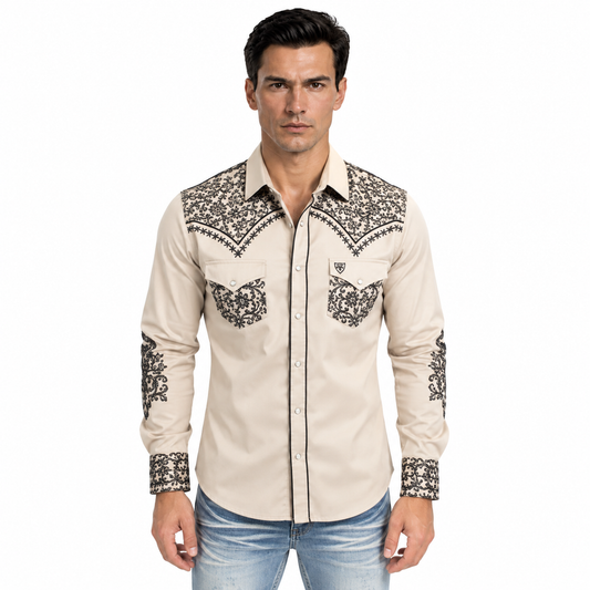 Platini Camisa Estilo Vaquero Para Hombre