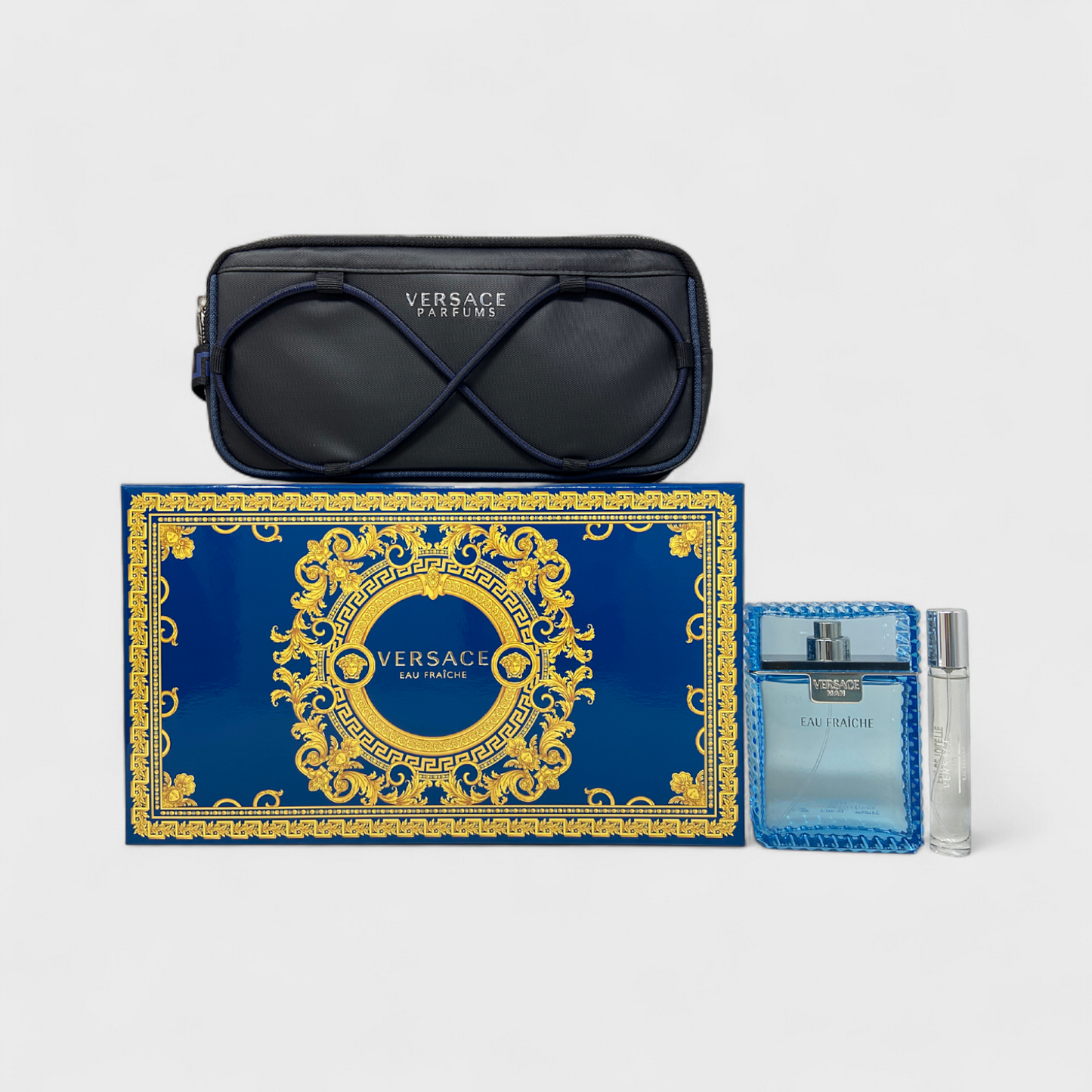 Versace Eau Fraiche Set De 3 Pz Con Mini Y Bolso Para Hombre Hombre