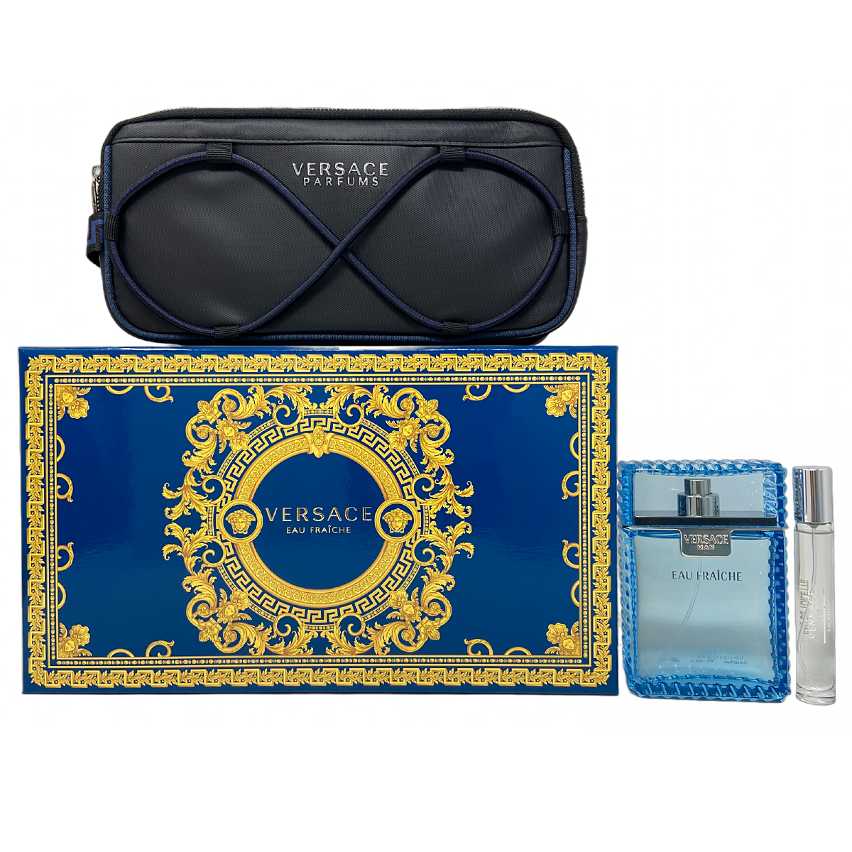 Sohrelia Perfumeria_Versace Eau Fraiche Set De 3 Pz Con Mini Y Bolso Para Hombre Hombre