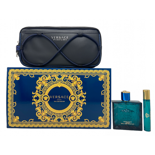 Sohrelia Perfumeria_Versace Eros Edp Set De 3 Pz Con Mini Y Bolso Para Hombre 100 mL
